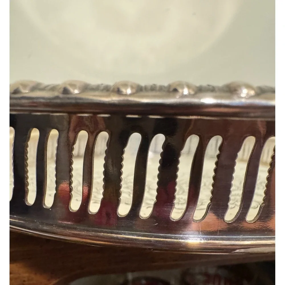 Vintage Wilcox International Silver Co Gallery Tray Brandon Hall Floral 7571G